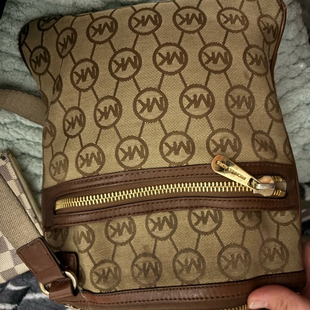 Michael Kors Tan and Brown Messenger Bag